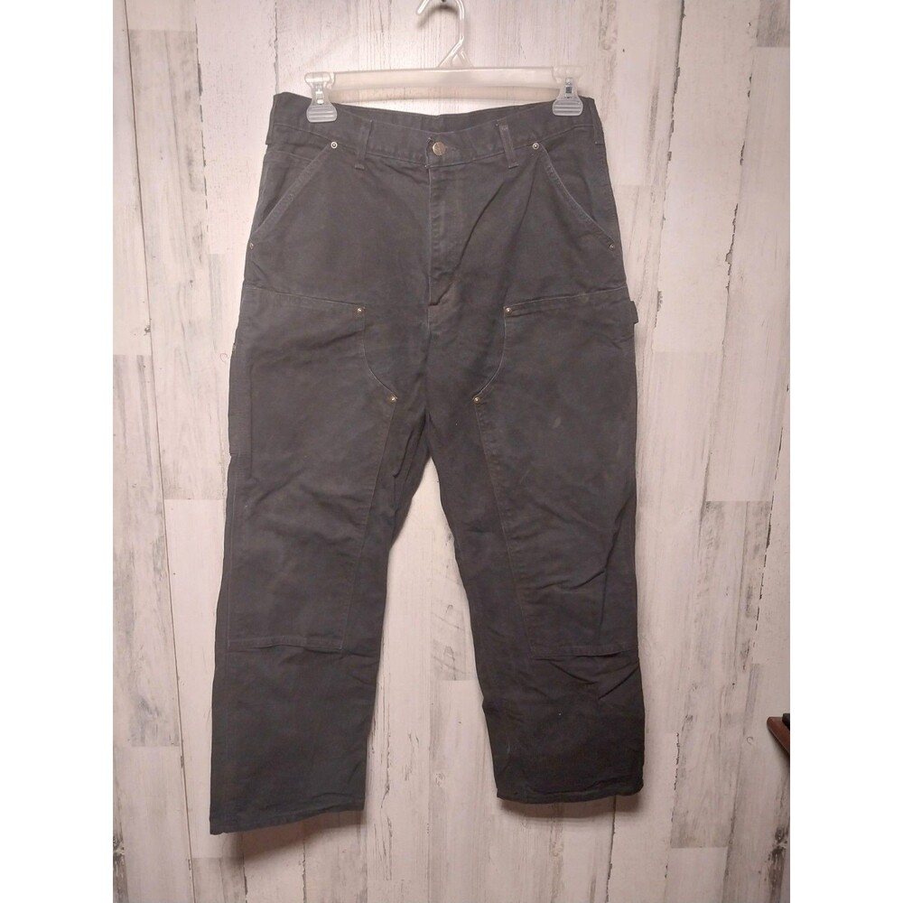 Carhartt B136 Black Loose Straight Duck Wash Double Knee Loose Fit 34x30